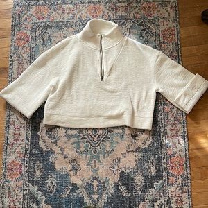 White crop half zip sweater shirt. Worn before, from urban outfitters.